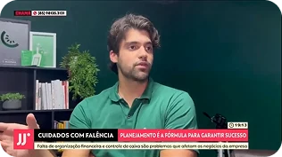 Lucas Pontes entrevistado na televisão sobre cuidados com falência e planejamento financeiro